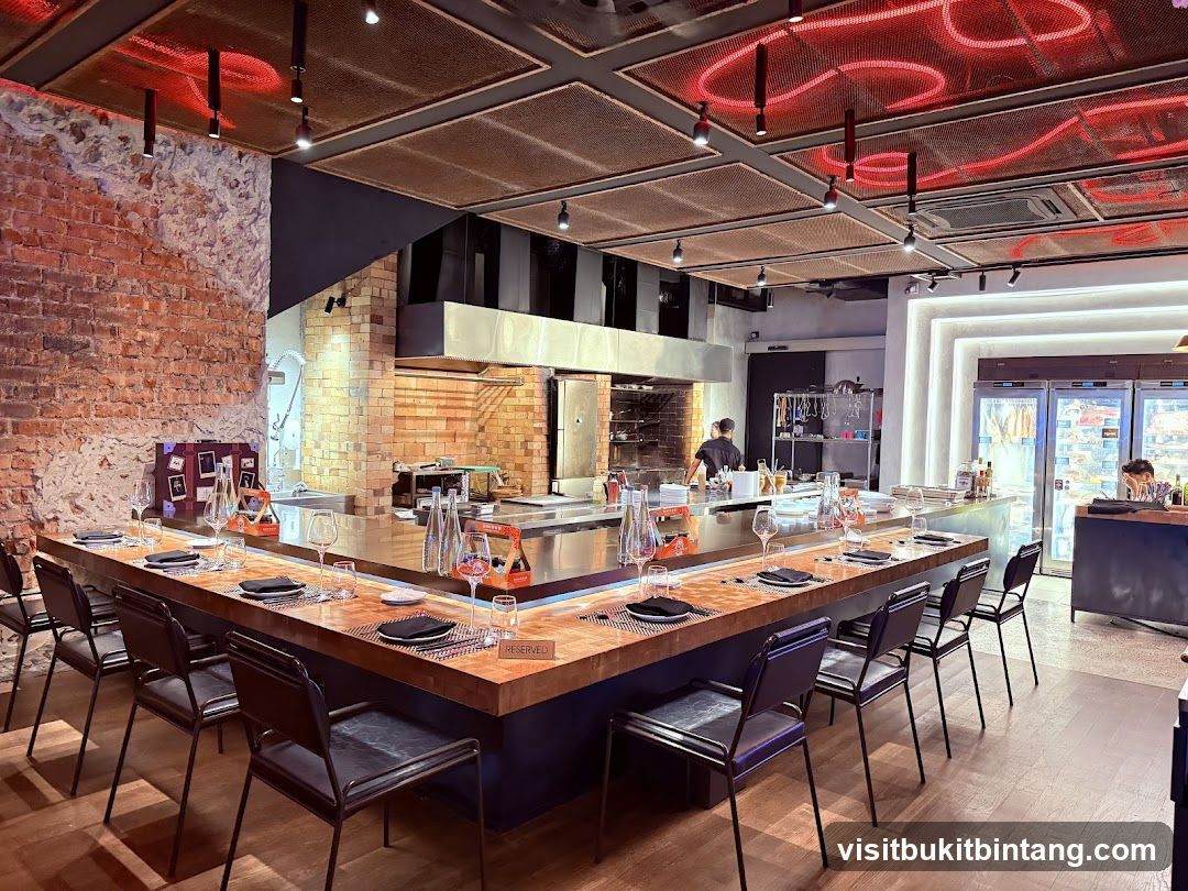 Restaurant Interior with Open Kitchen