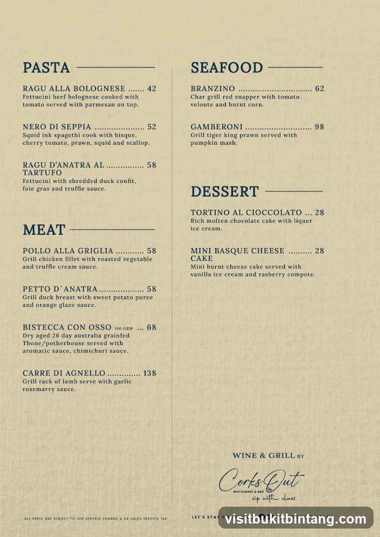 Corks Out Wine & Grill Menu