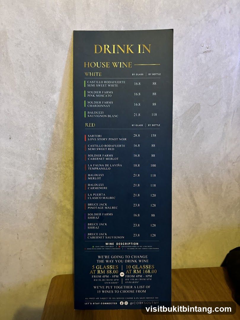 House Wine Menu