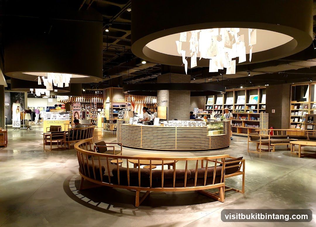 Interior of a modern cafe and bookstore