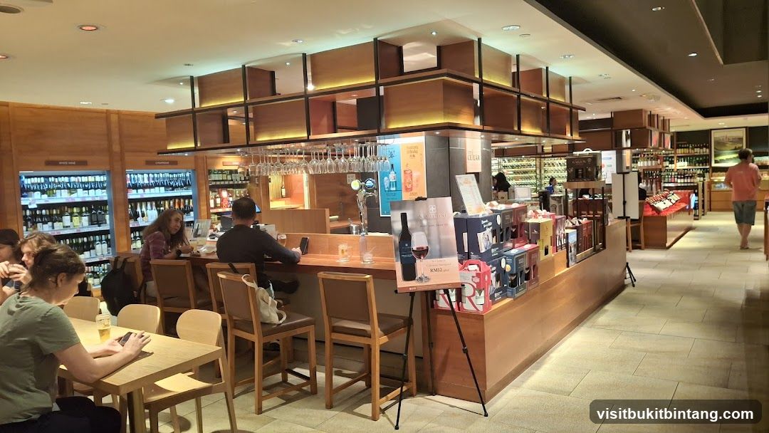 Wine store interior with bar and seating