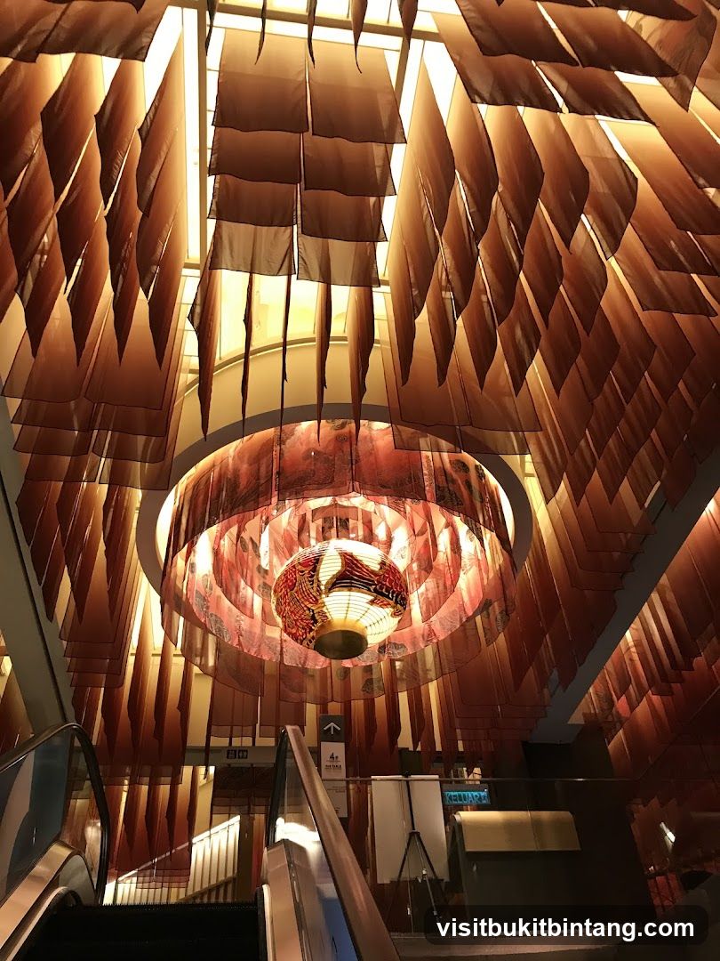Interior with Escalators and Decorative Ceiling