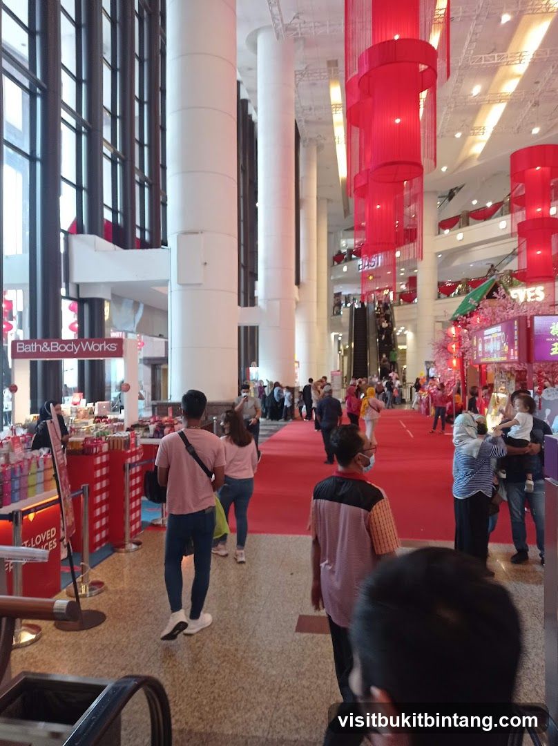 Shopping Mall Interior with Red Decorations