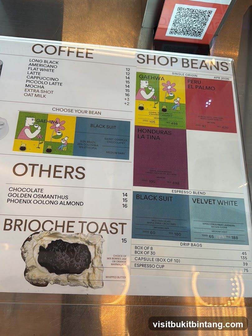 Coffee and Shop Beans Menu