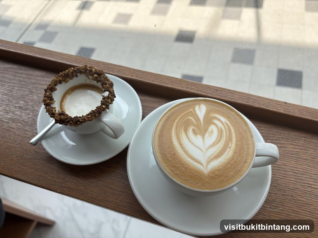 Two coffees on a wooden tray