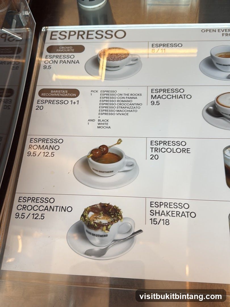 Espresso Menu