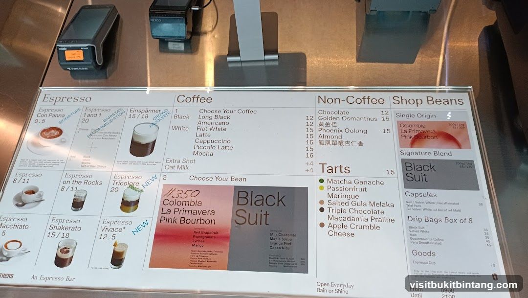 Espresso, Coffee, Non-Coffee, Shop Beans, Tarts, Goods