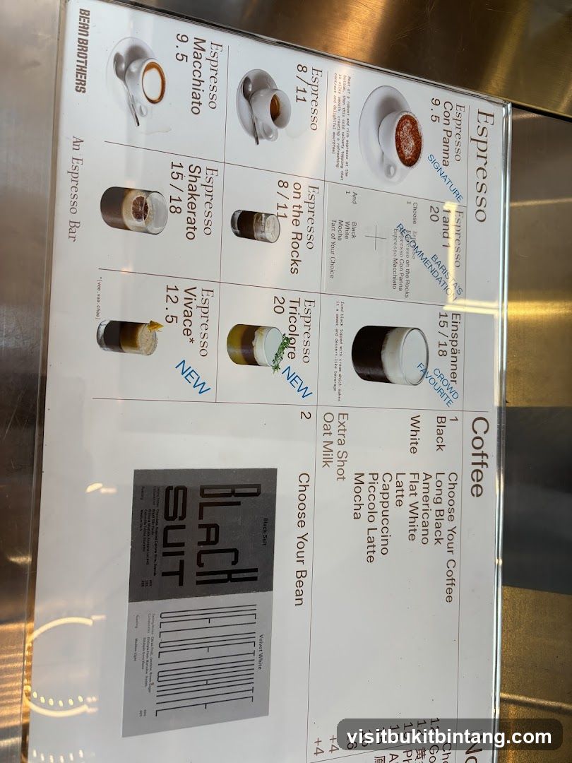 Bean Brothers Espresso Menu