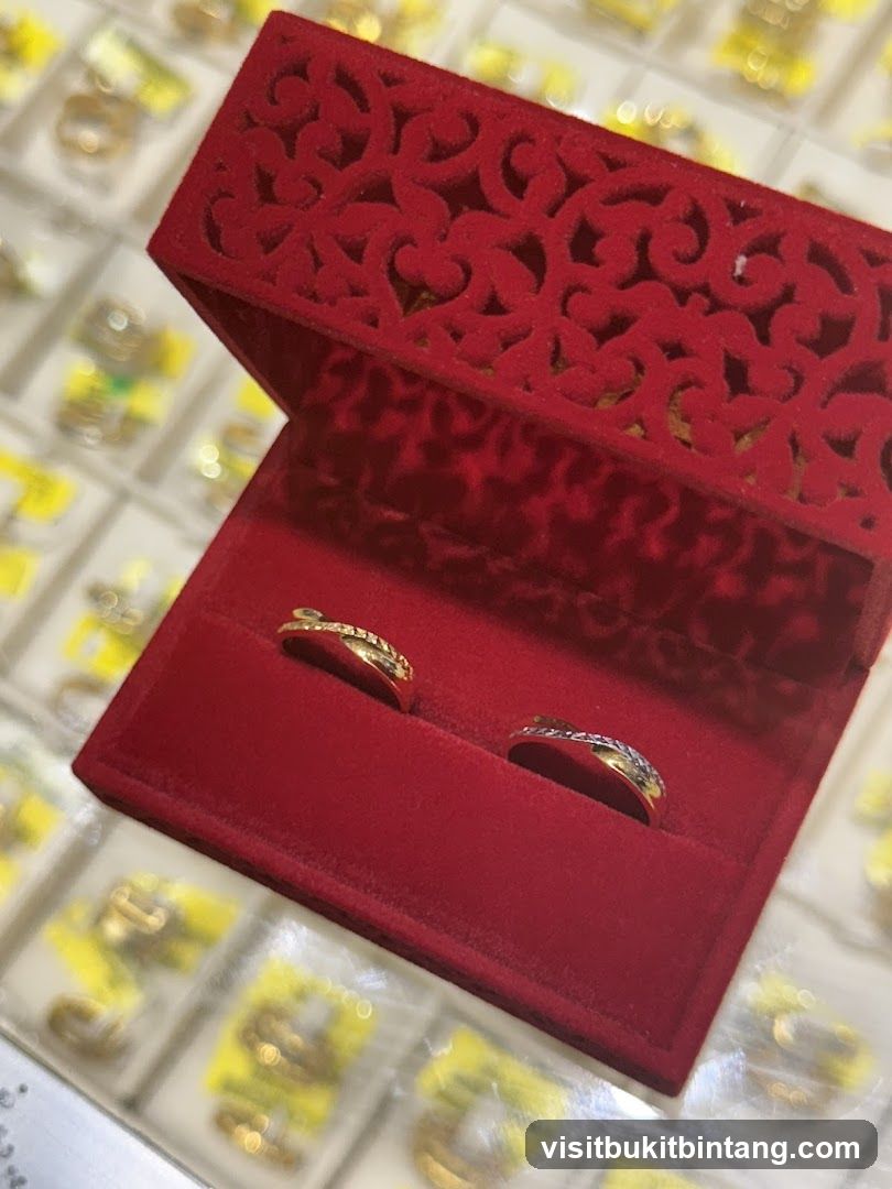 Two rings in a red velvet box