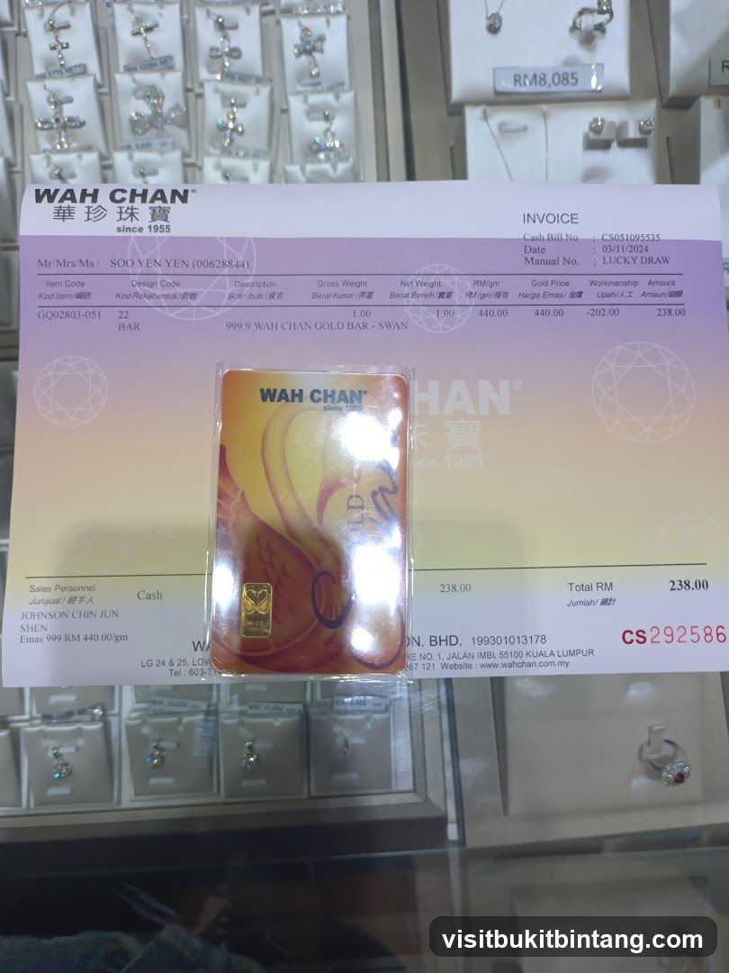 Wah Chan Gold Bar Invoice