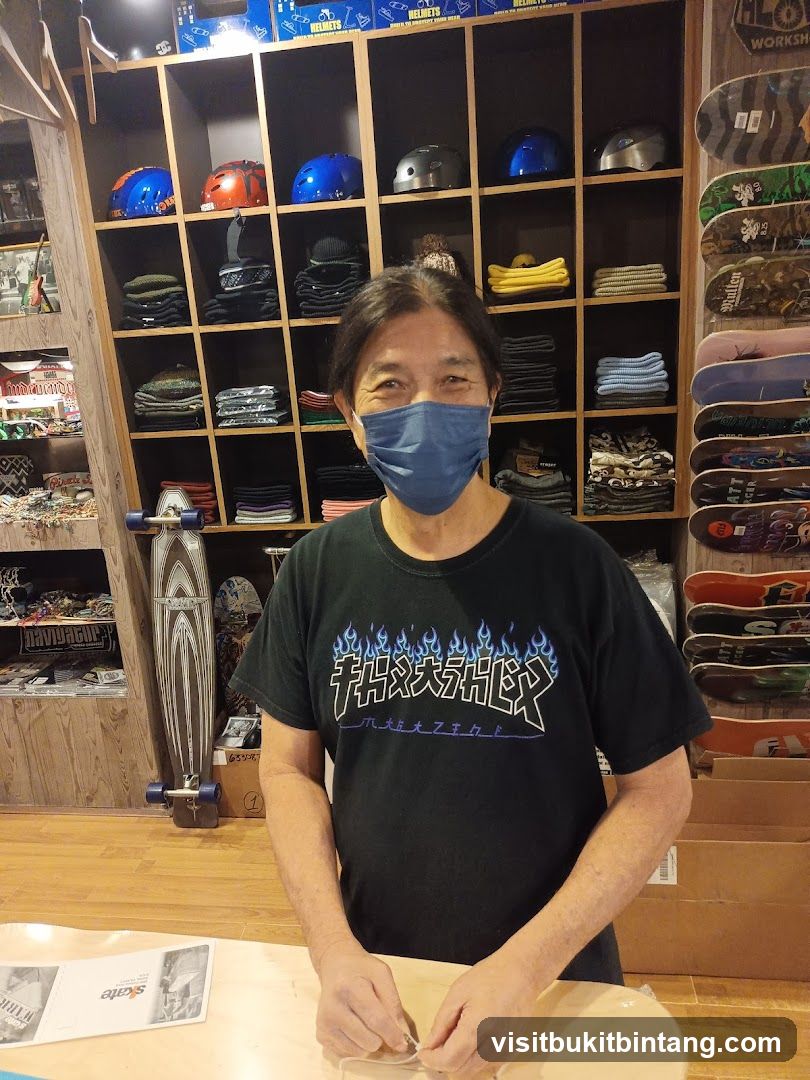 Man in a skate shop