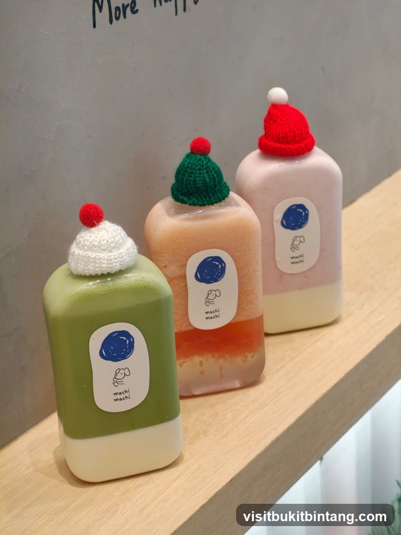 Three drinks with festive hats