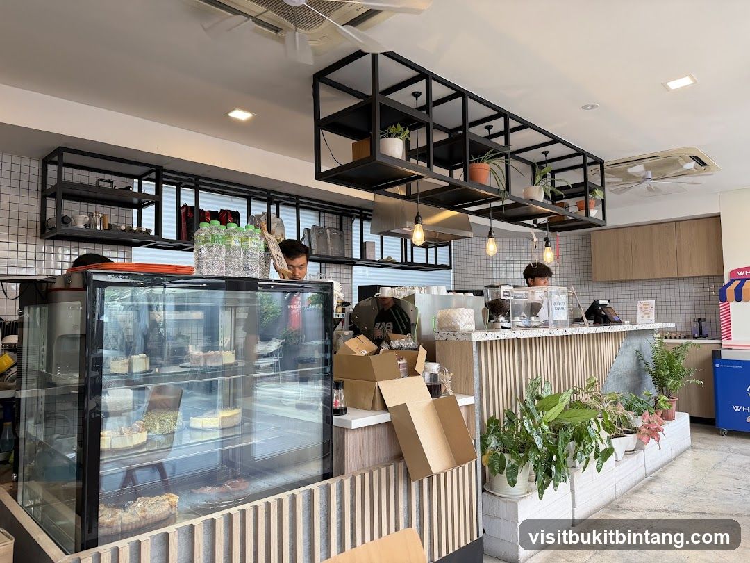 Cafe Interior with Display Cases and Counter