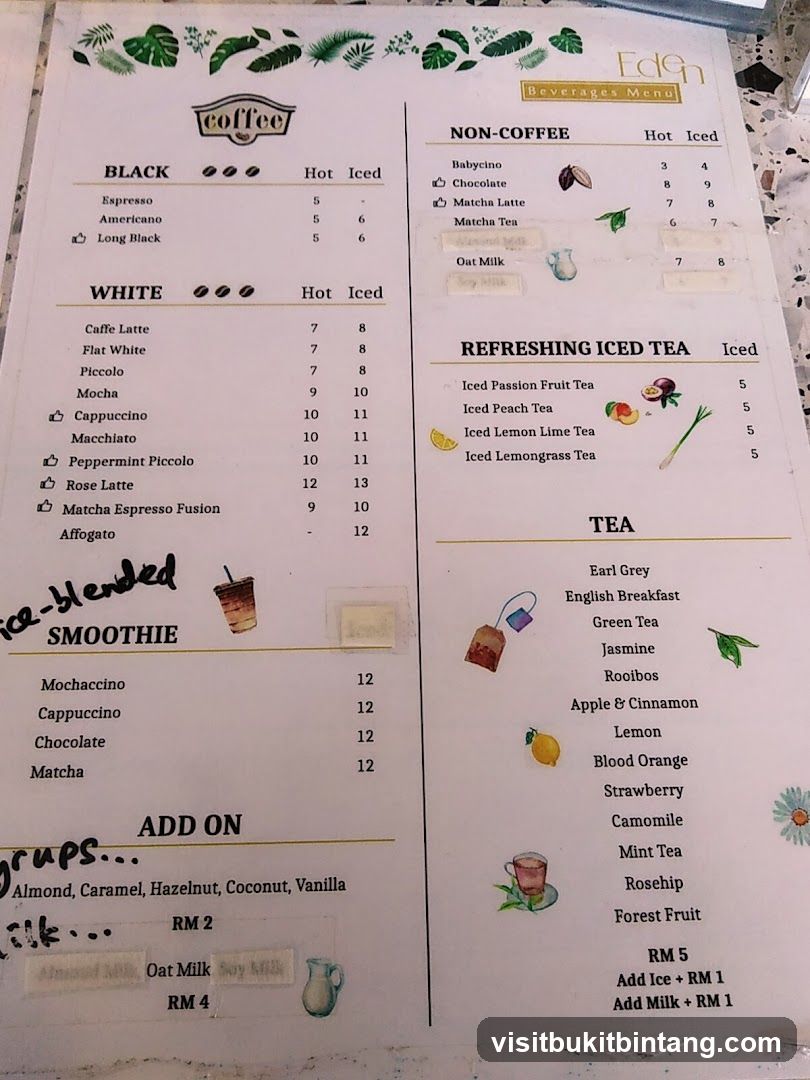 Eden Beverages Menu