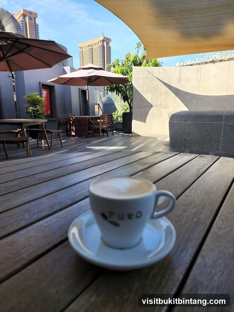 Outdoor seating area with coffee