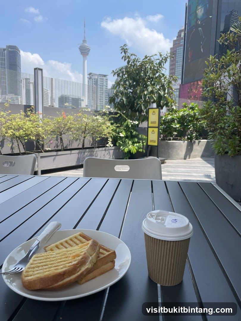 Outdoor cafe with city view