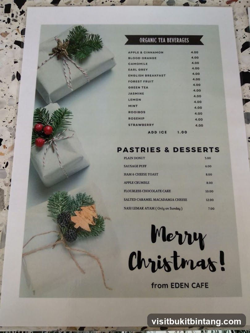 Organic Tea Beverages and Pastries & Desserts Menu