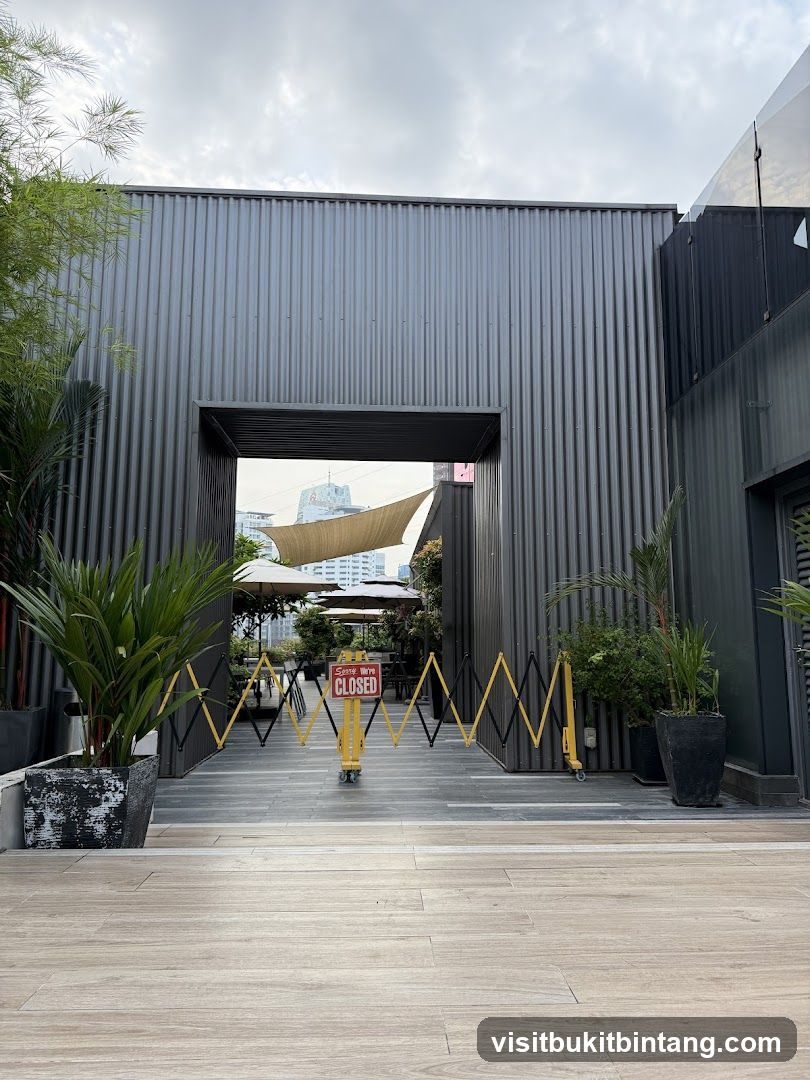 Outdoor Seating Area with Closed Sign