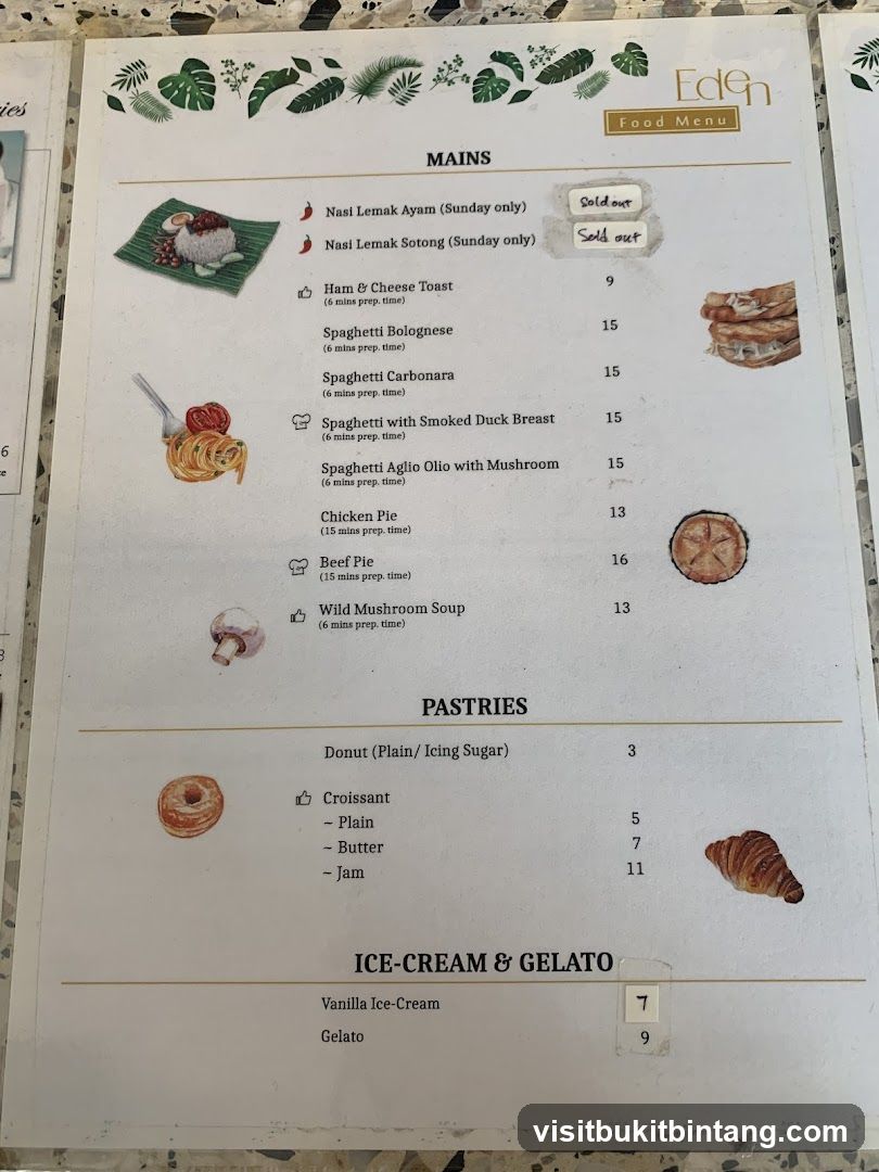 Eden Food Menu