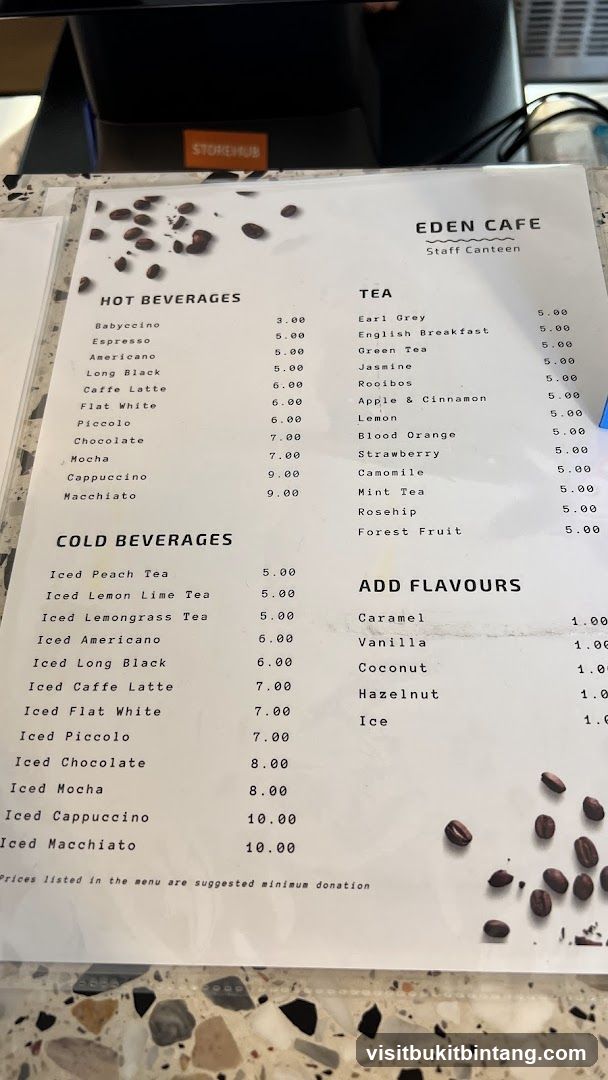 EDEN CAFE Staff Canteen Menu
