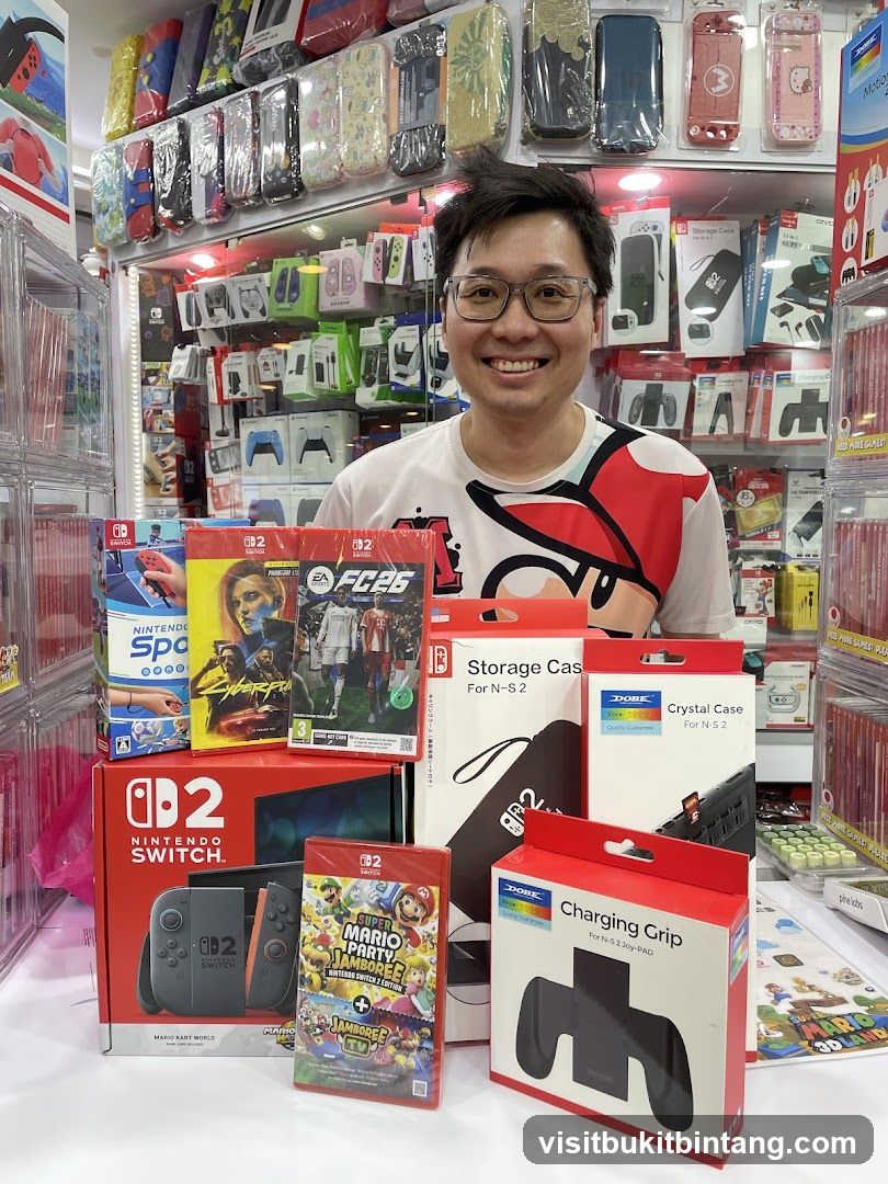 Man with Nintendo Switch Games and Accessories