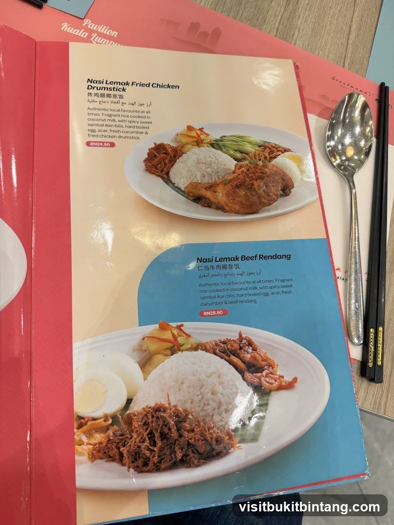 Nasi Lemak Menu