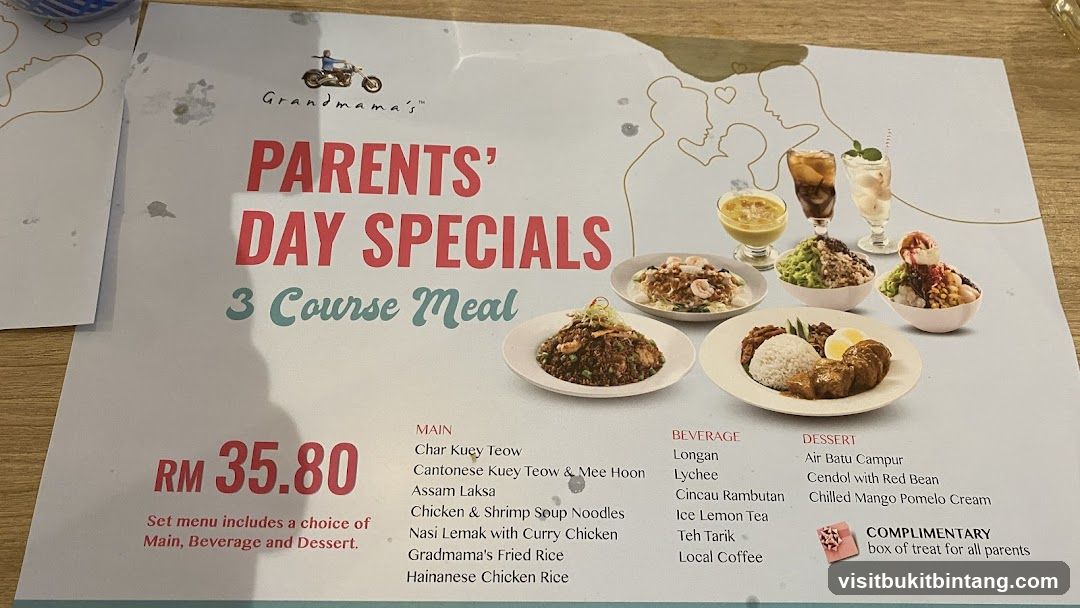 Parents' Day Specials 3 Course Meal