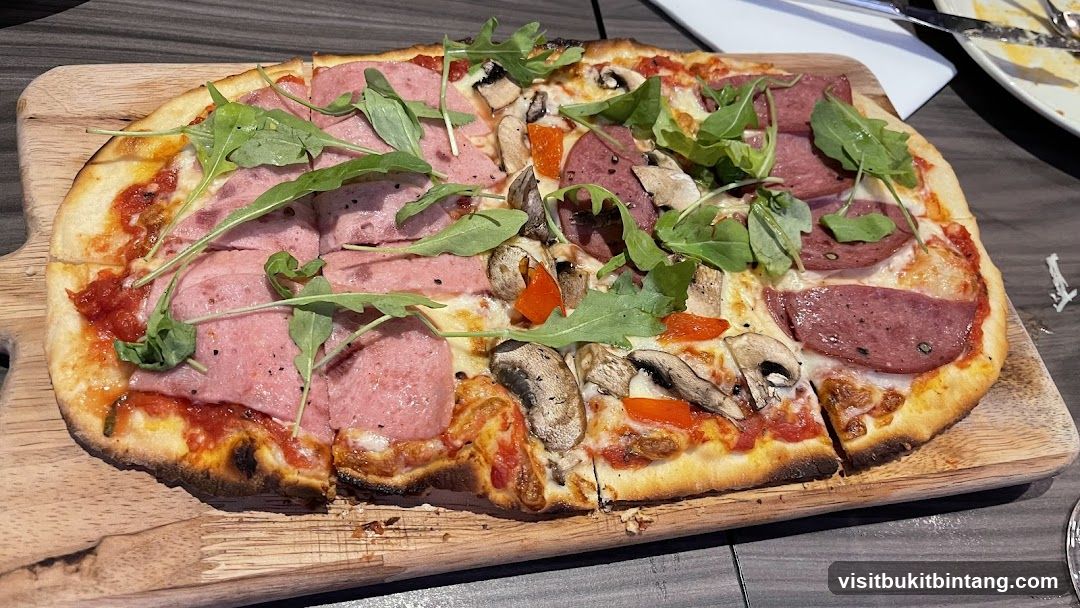 Rectangular Pizza with Ham and Salami