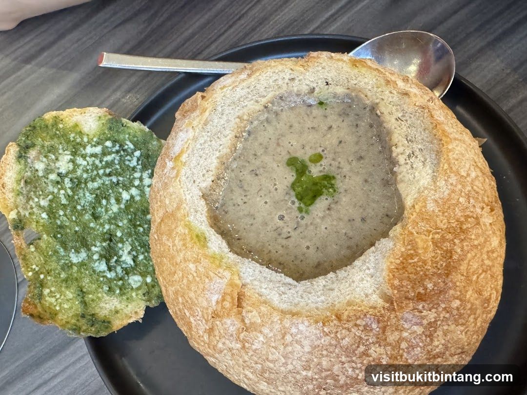 Mushroom Soup in Bread Bowl