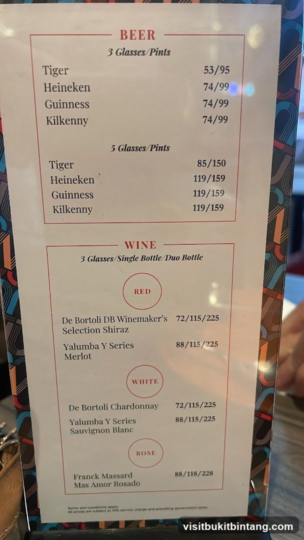 BEER AND WINE MENU