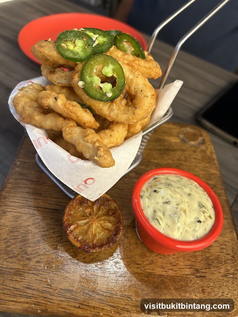 Fried Calamari with Jalapenos and Dip