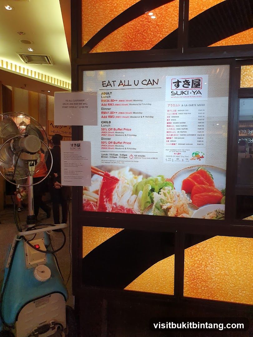 SUKI-YA Eat All U Can Menu