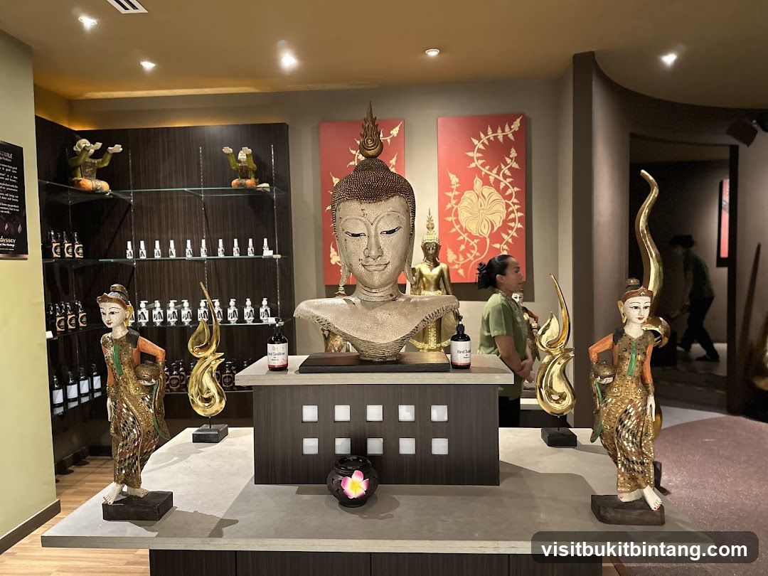Spa Interior with Buddha Statues and Asian Decor