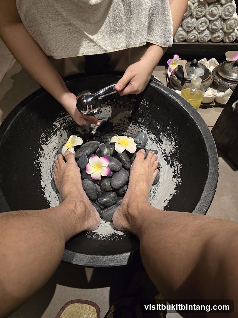 Foot Soak with Stones and Flowers