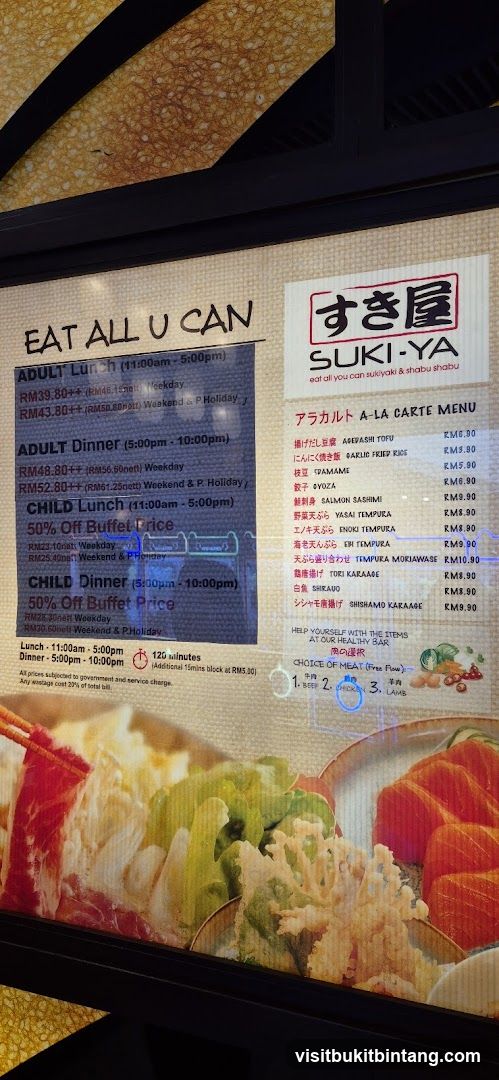 SUKI-YA A-LA CARTE MENU