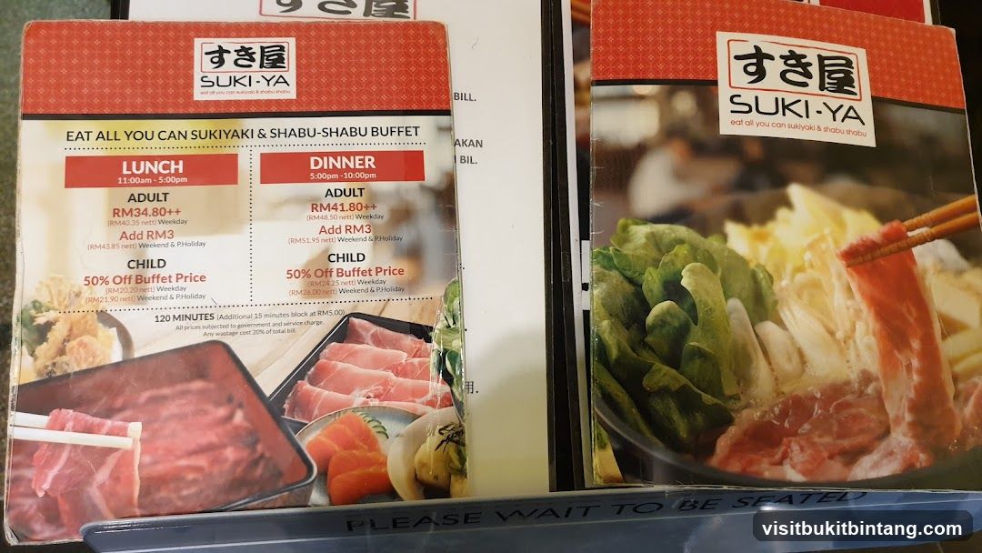 SUKI-YA Eat All You Can Sukiyaki & Shabu-Shabu Buffet Menu