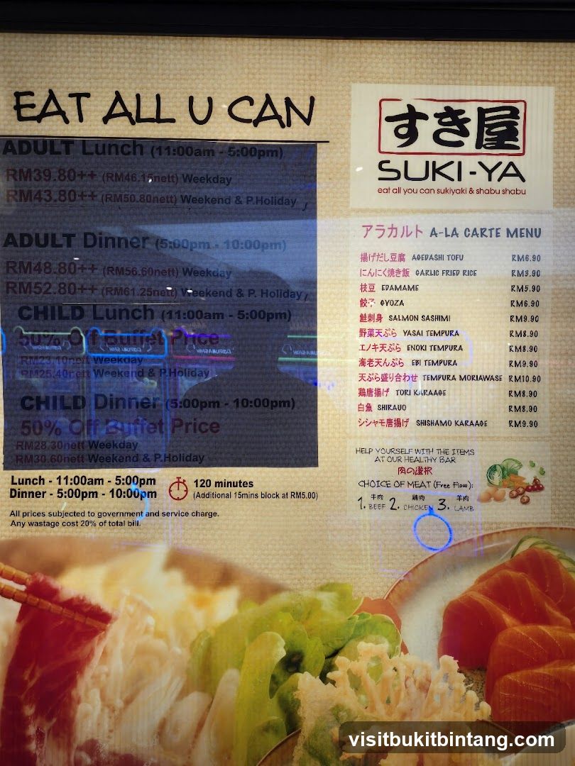 SUKI-YA A-LA CARTE MENU