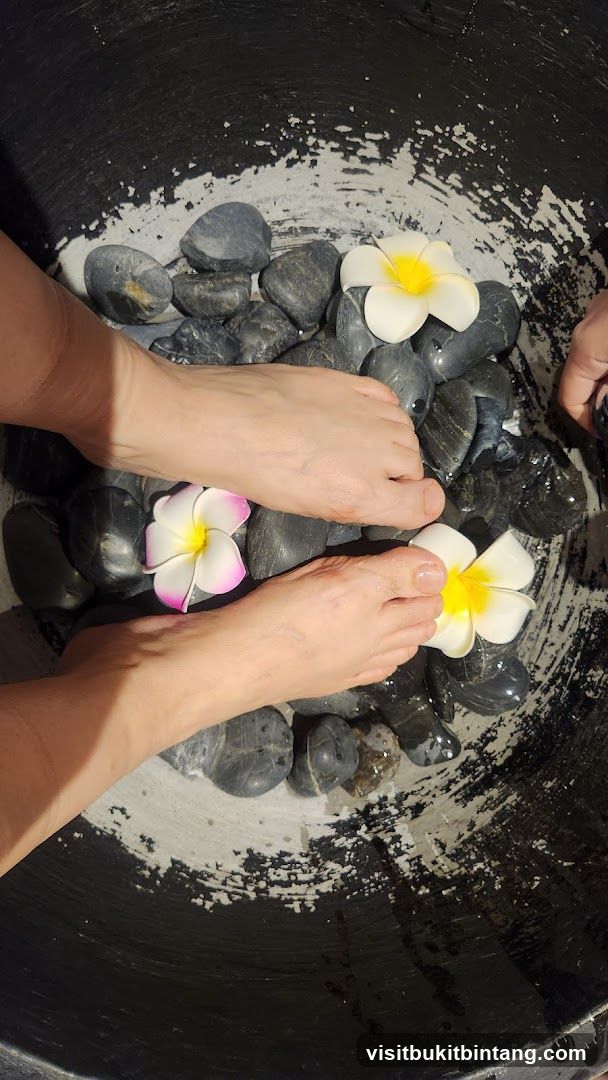 Foot Soak with Stones and Flowers