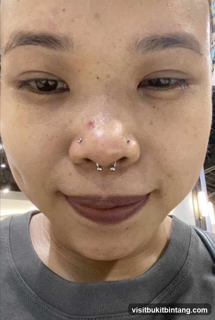 Woman with nose piercings