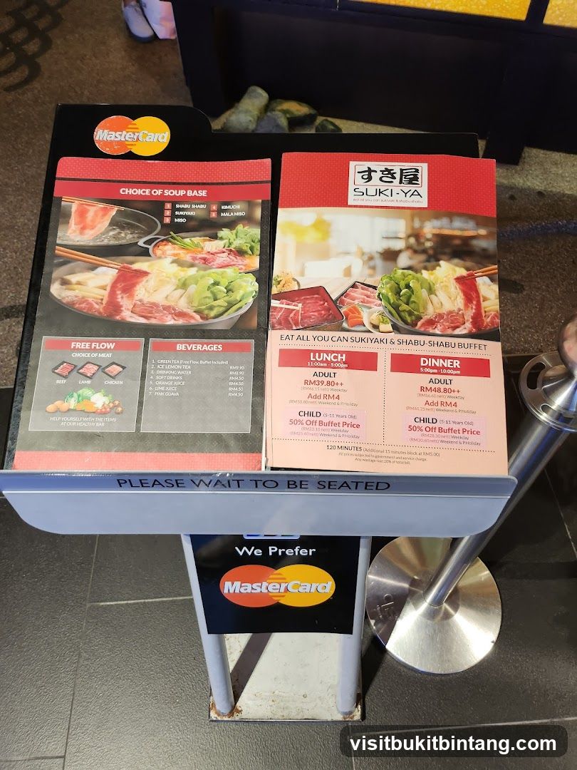SUKI-YA Buffet Menu