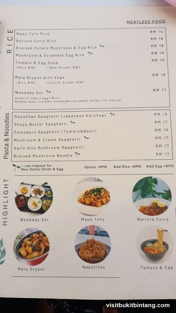 Meatless Food Menu