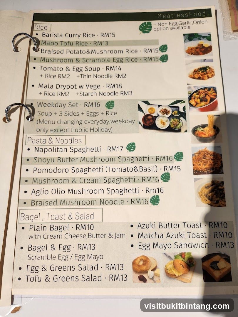 Meatless Food Menu
