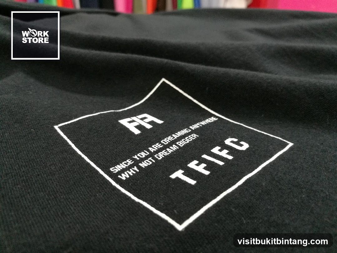 Black T-shirt with white graphic print