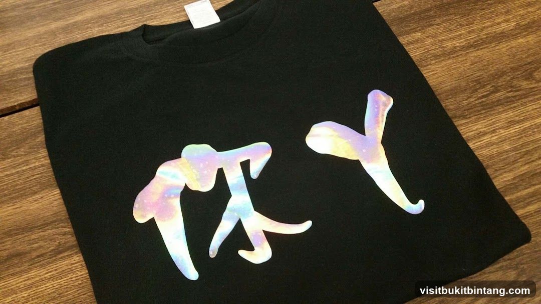 Black T-shirt with iridescent graphic