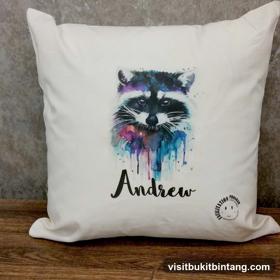Pillow with Raccoon Design