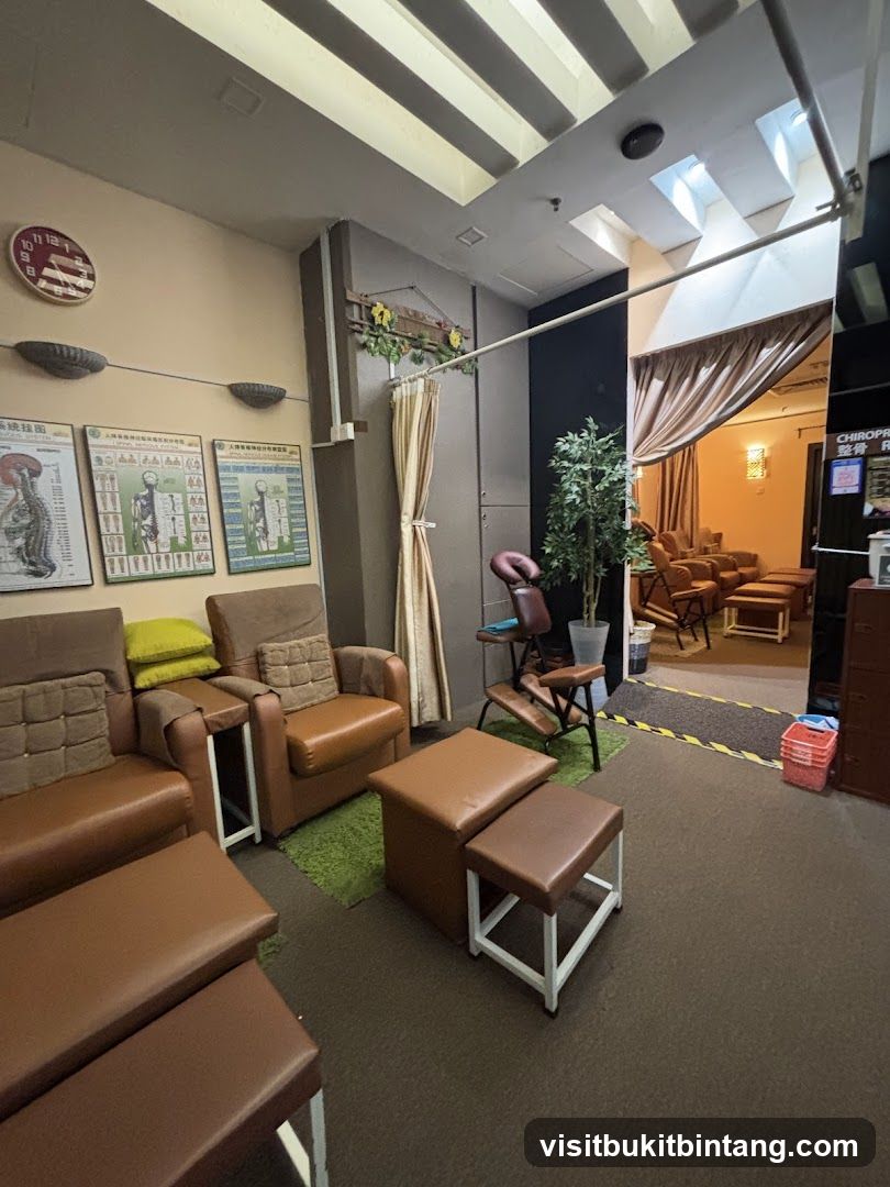 Massage chairs and waiting area