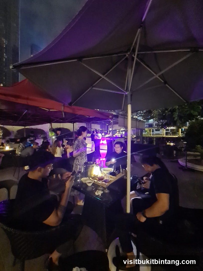 Outdoor Dining Area at Night