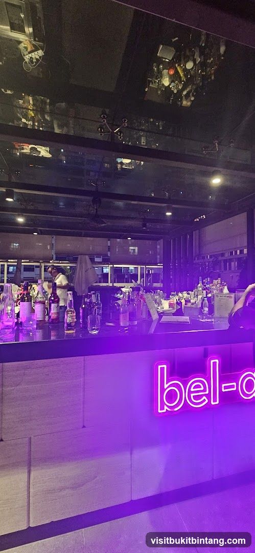 Bar Interior with Neon Sign
