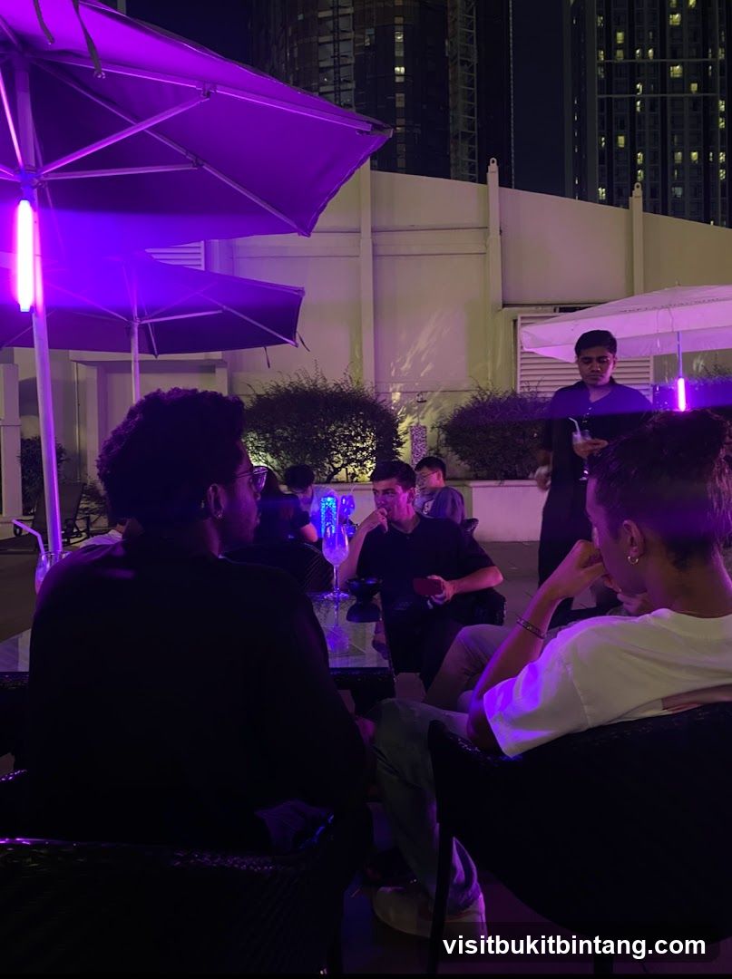 Rooftop bar at night