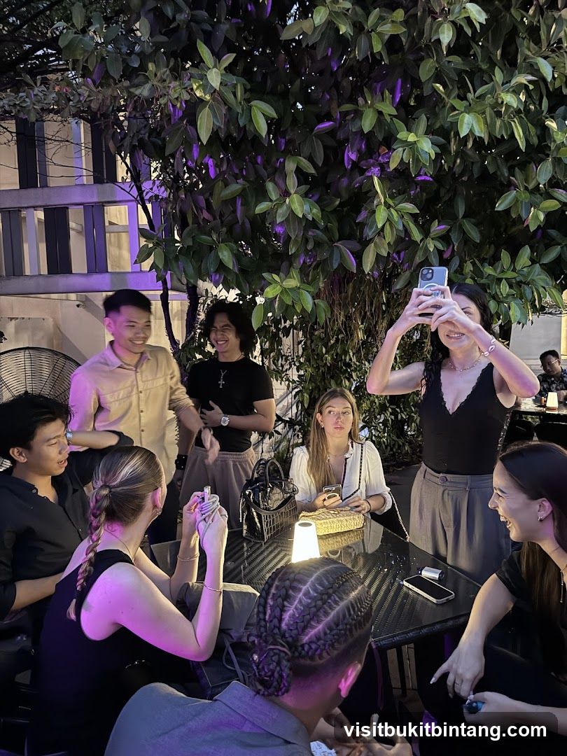 Group of friends enjoying an evening outdoors